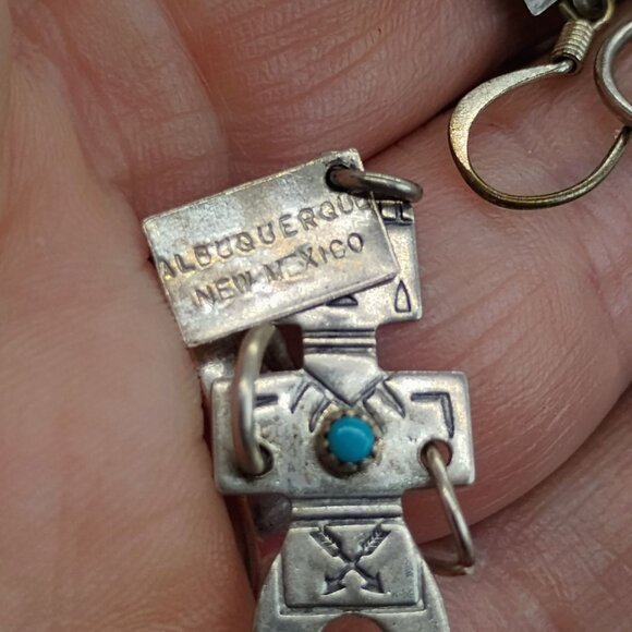 Vtg Native Bell Trading Kachina Hoop Dancer Earrings Pendant Set Sterling Silver - Picture 3 of 8